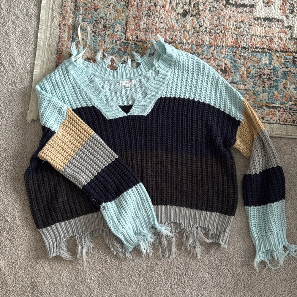 On The Road Raw Hem Knit Sweater